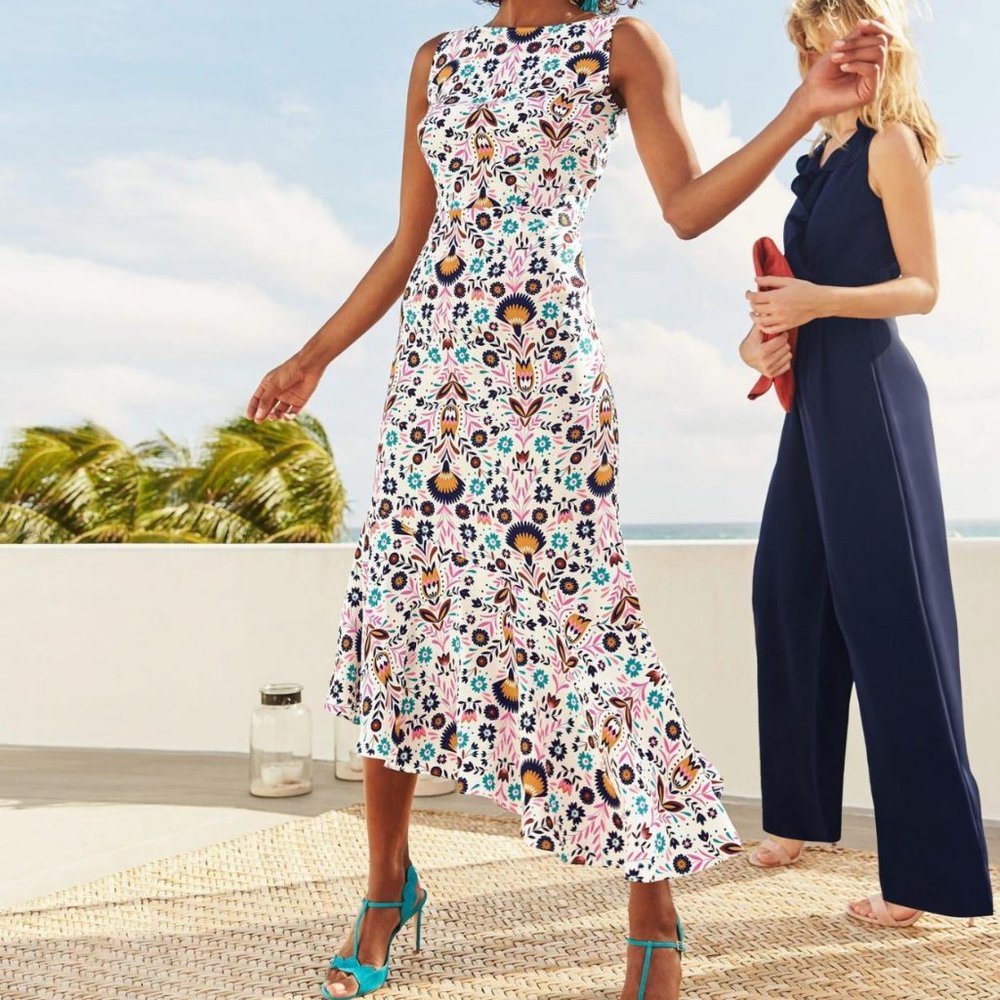 🎉❤️HP❤️🎉  BODEN Tessa Midi Dress, White Carnival Floral, Size 4P